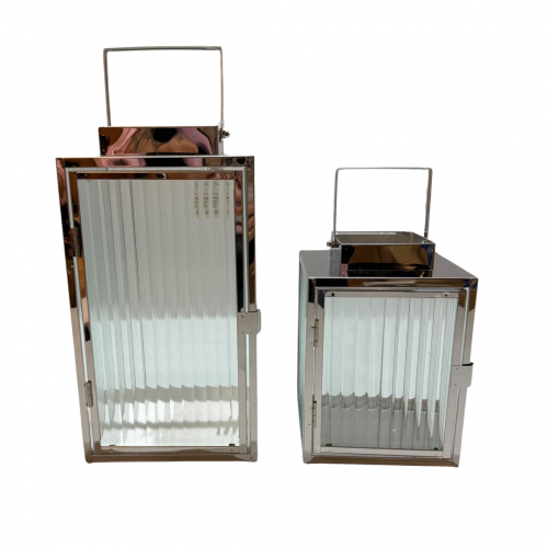 Set x2 felinare metal argintiu