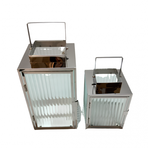 Set x2 felinare metal argintiu