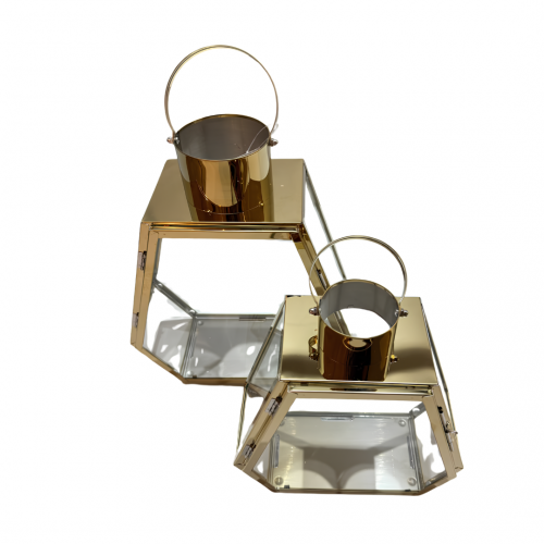 Set x2 felinare metal auriu