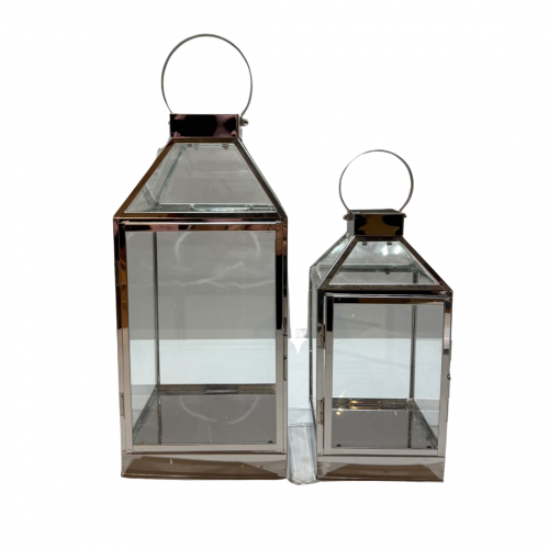 Set x2 felinare metal argintiu