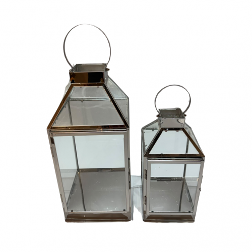 Set x2 felinare metal argintiu