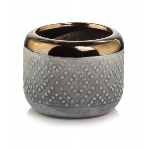 Ghiveci ceramica gri-gold, 16x12 cm